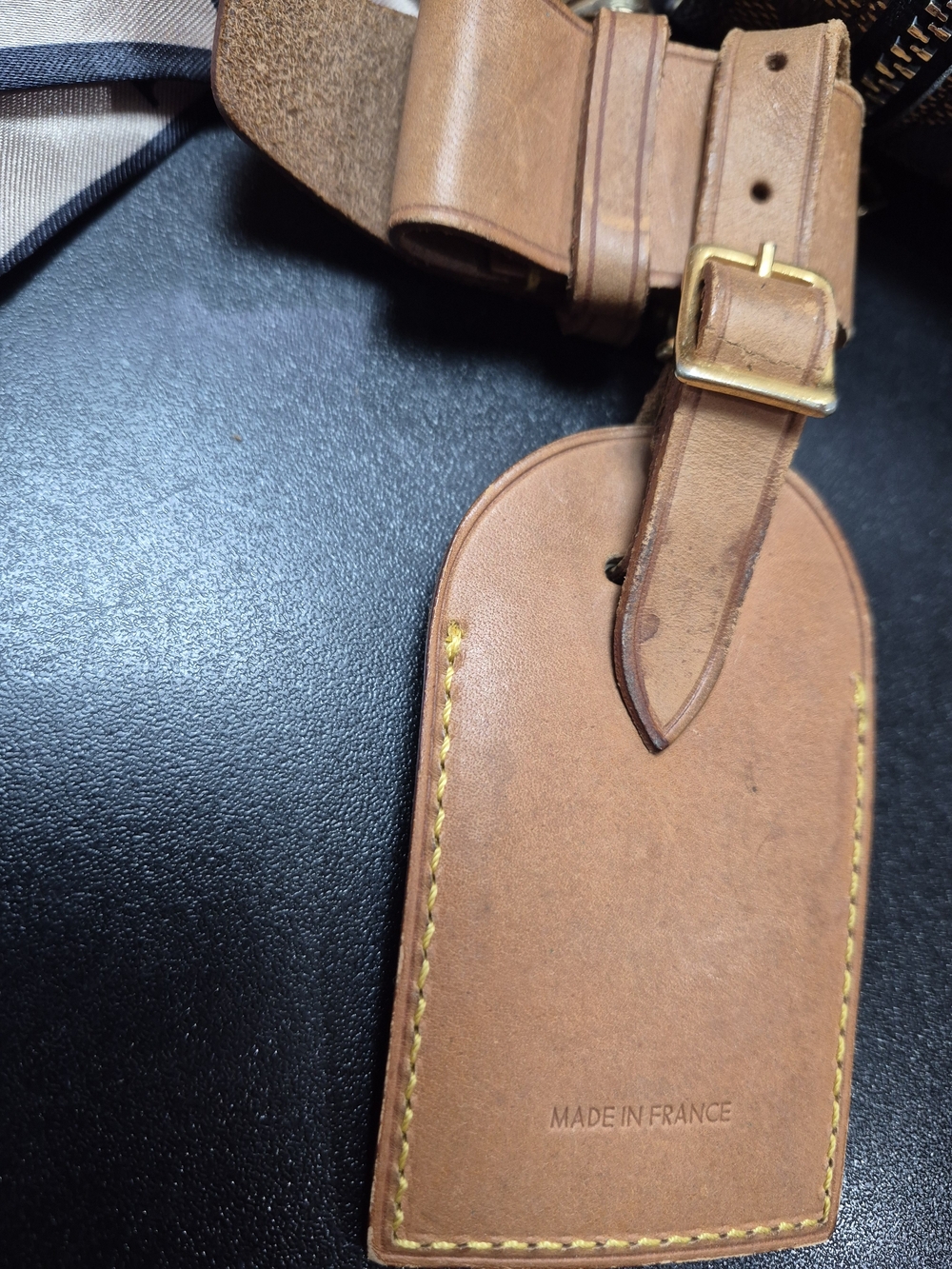 Louis Vuitton Brown Leather Luggage Tag & checker Pouch Keychain ❤️ - Picture 7 of 7